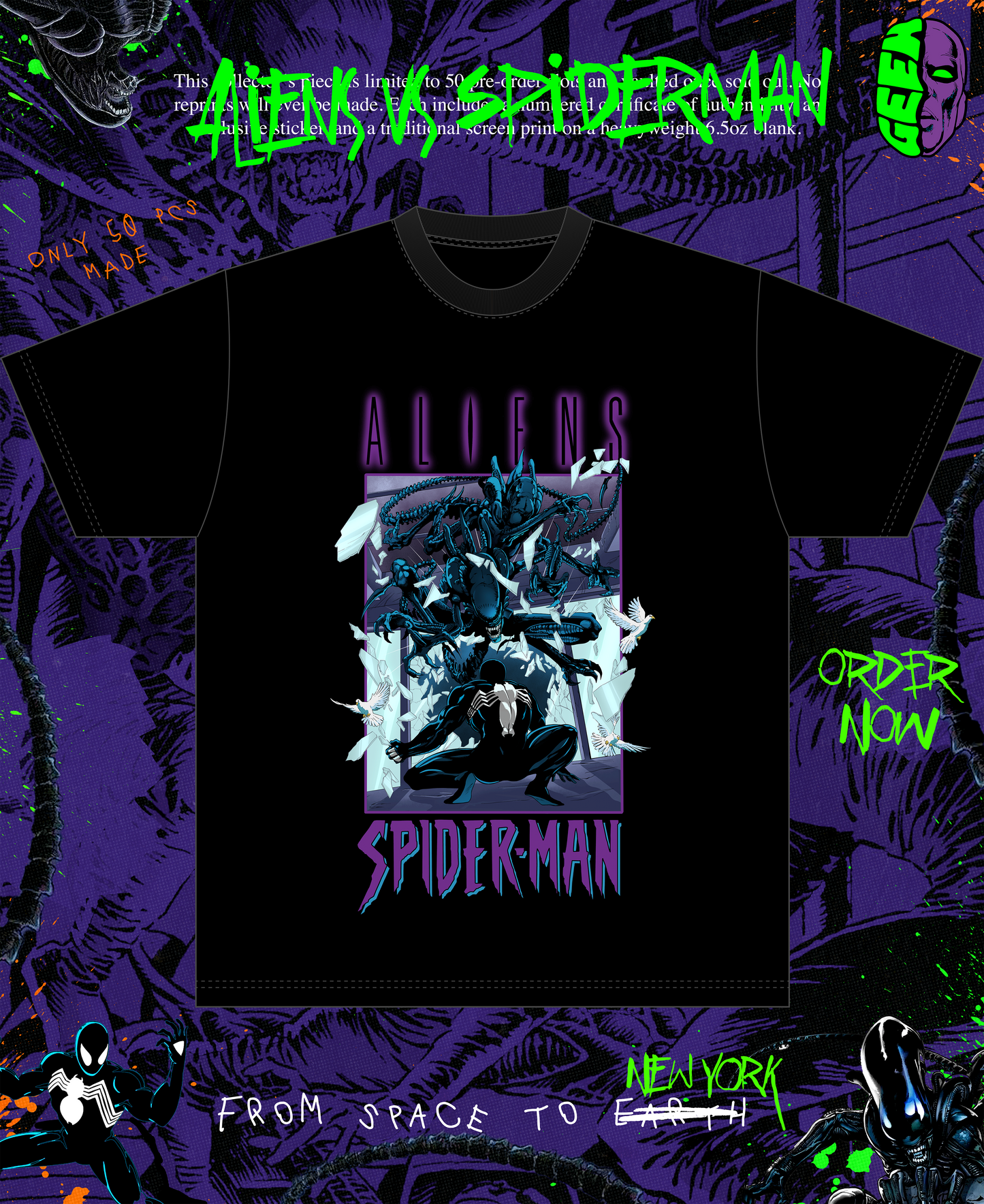 ALIENS VS SPIDER-MAN T-SHIRT