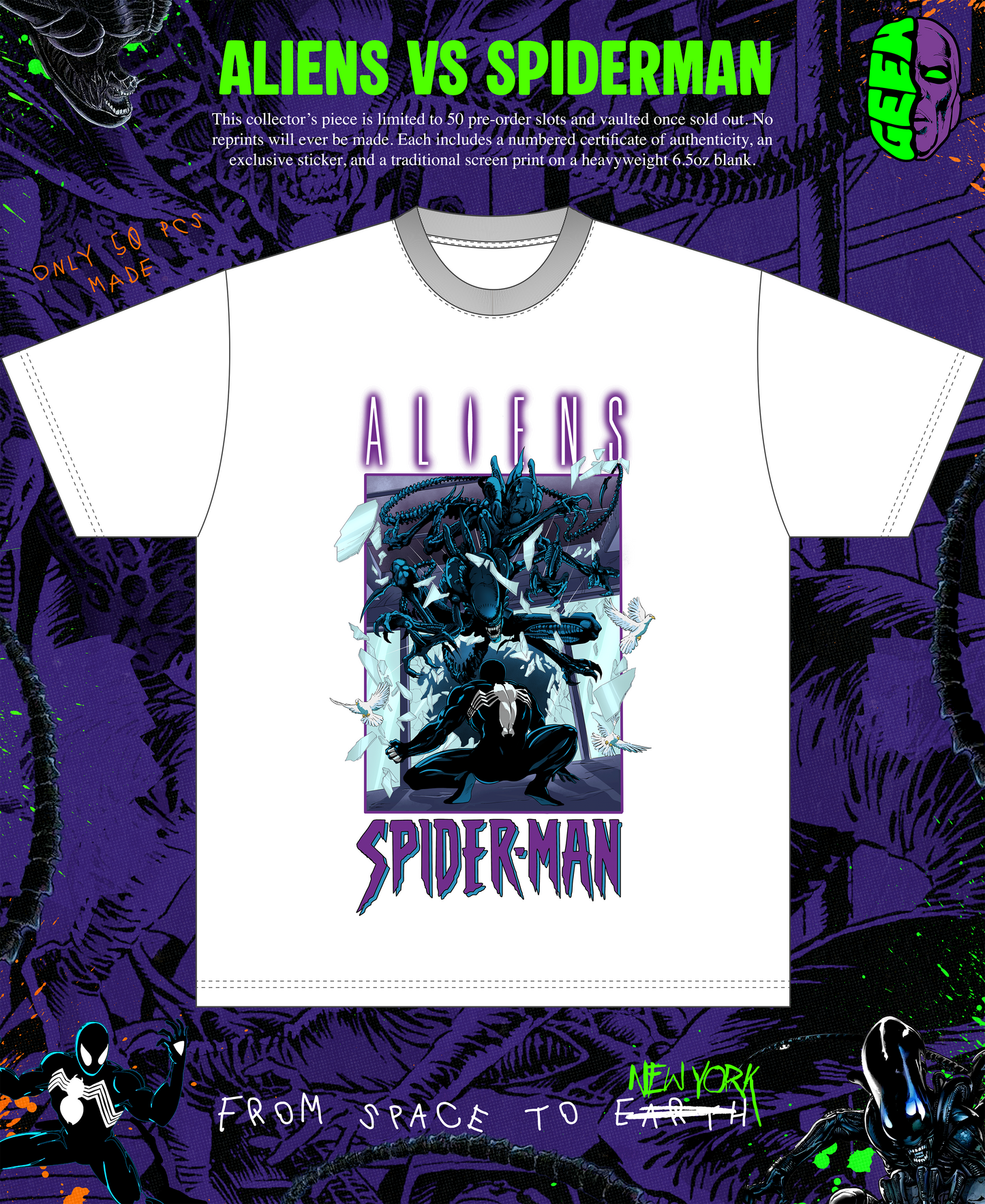 ALIENS VS SPIDER-MAN T-SHIRT