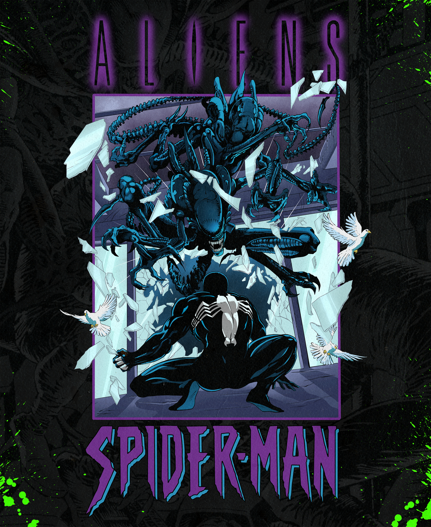 ALIENS VS SPIDER-MAN T-SHIRT
